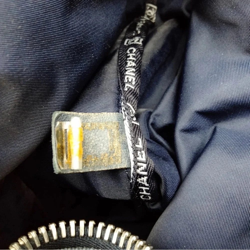 CHANEL Navy Canvas Shoulder Bag